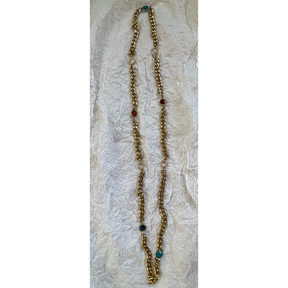 Vintage Chain Bezel Necklace YSL Style. - Picture 2 of 9